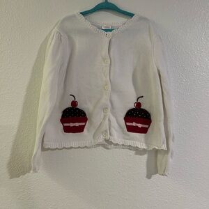 Gymboree 5T White Cupcake Girls Button Up Cardigan! Cupcake Cutie Line EUC
